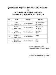 Posted by bahasa arab itu mudah. Jadwal Ujian Praktek Kelas Ix