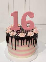 Learn how to decorate 16th birthday cake.in this i have shown how i have made white flower with plungger. Pink And White Chocolate Ganache Drip Cake For 16th Birthday By 3 Sweet Girls Cakery Sweet Sixteen Cakes Sweet 16 Birthday Cake 16 Birthday Cake