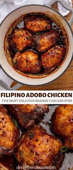 Adobo Chicken Is A Classic Filipino Recipe Cooked In Soy Sauce Garlic Vinegar And Peppercorns Th Adobo Recipe Chicken Thights Recipes Healthy Chicken Recipes