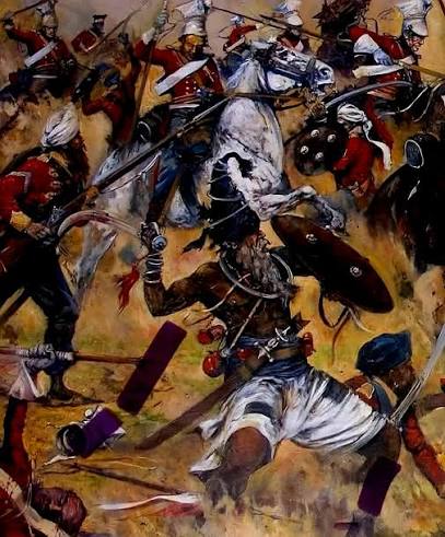 Sikh Nihang fighting against HM 16th Lancers- battle of Aliwal-,1st Anglo-Sikh War
