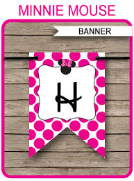Templates for cutting out letters. Minnie Mouse Party Banner Template Birthday Banner Editable Bunting