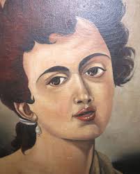 Original Oil Painting of Mexican Flower Girl Beautiful Pinarrietta 1988  Mexico