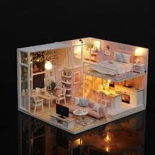 Robotime Diy Dollhouse Tailor Shop Model Kits Wooden Furniture Miniature 1 24 Ebay Small House Model Diy Dollhouse Furniture Tiny House Design