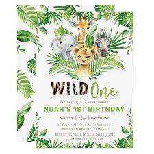 Jungle Safari Animals Greenery Boy 1st Birthday Invitation Zazzle Com 1st Boy Birthday 1st Birthday Invitations Birthday Party Invitations