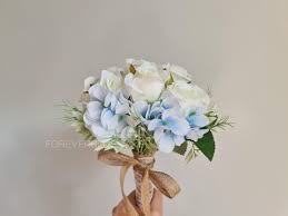 From $53.99 ($18.00 per item) 176. Bridal Bouquet Wedding White Rose Blue Hydrangea Artificial Flower Hobbies Toys Stationery Craft Flowers Bouquets On Carousell