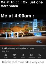 Me At 1000 Ok Just One More Video Me At 400am Reality 4 Midgets Relay Race Against A Camel 61m Views 16k 107k Share Download Save Thanks Recommended Very Cool Cool
