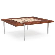 White medium square wood coffee table with drawers by international concepts Lot Art Danish Design Square Coffee Table Of Steel Top Of Rosewood Center Of Table With Tiles Sign Weiling H 48 5 Cm L W 128 5 Cm