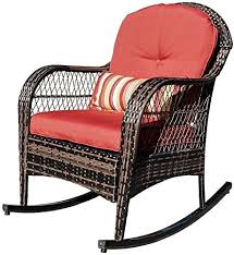 Chic Sundale Outdoor Wicker Rocking Chair Rattan Outdoor Patio Yard Furniture Outdoor Wicker Rocking Chairs Wicker Rocking Chair Outdoor Rocking Chair Cushions