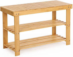 Amazon Com Songmics Shoe Rack Bench 3 Tier Bamboo Shoe Organizer Storage Shelf Holds 264 Lb Natural Ulbs04n In 2020 Wood Shoe Rack Shoe Rack Bench Bamboo Shoe Rack