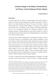Pdf Climate Change In The Media Climate Denial Ian Plimer And The Staging Of Public Debate