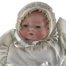 Antique Germany Century Newborn Baby Bisque Doll Sleep Eyes Dome Head Cloth  11"