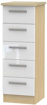 Modern tall ikea white or sonoma oak tall chest of 5 drawers black, sonoma light oak, see the seller's listing for full details, unopened and undamaged item in original retail packaging (where packaging is applicable), a stunning contemporary piece of furniture consisting of 5 chest of drawers. Knightsbridge 5 Drawer Tall Chest High Gloss White And Light Oak Cfs Furniture Uk