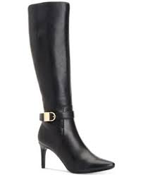 Calvin Klein Jemamine Tall Dress Boots Created For Macy S Macys Com With Images Dress With Boots Black Leather Boots Tall Wide Calf Leather Boots