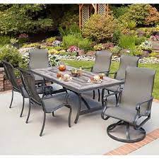 Vacation at home and expand your living quarters! Campbell 7 Piece Sling Dining Set Outdoor Dining Set Patio Dining Set Costco Patio Furniture