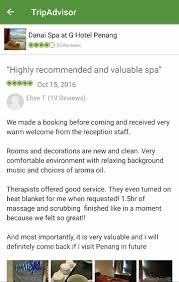 Tripadvisor Review Danai Spa At G Hotel Penang Trip Advisor Tripadvisor Reviews Penang
