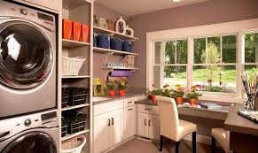 Give some life to your laundry room by decorating with vintage finds of wall art, jars, or baskets. 25 Space Saving Multipurpose Laundry Rooms