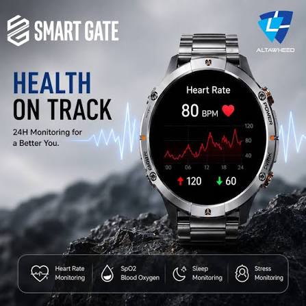 ساعة Smart Gate RG2 ⌚️ ساعة ذكية بتصميم قوي ومميز، مناسبة للمغامرات والاستخدام اليومي. شاشة AMOLED مقاس 1.73 بوصة، مكالمات بلوتوث، أكثر من 100 وضع رياضي، متابعة صحية على مدار 24 ساعة،