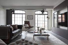 The 1930s frits henningsen settee is covered in a holland sherry mohair the chairs next to the. Grey Cream Living Room Houzz