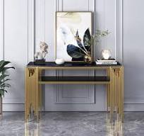 Mesa de consola de mármol para sala de estar de lujo Nova con patas  doradas, mesa decorativa para hotel y pasillo