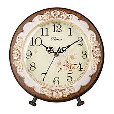 Hense Victorian Garden Living Room Decorative Desk Clocks Silent Non Tick Sweep Second Wooden Table Clock Hd10 Brown Rustic Clock White Clocks Clock Decor
