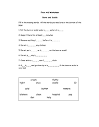 First Aid Worksheet First Aid For Kids Basic First Aid First Aid For Burns