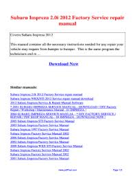 Volvo truck wiring diagrams pdf; 2012 Subaru Impreza Service Manual Pdf Fill Online Printable Fillable Blank Pdffiller