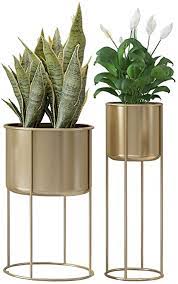 Carta da parati cubi nero carta da parati arte del legno parete i portavasi disponibili sono però portavasi da interno eleganti ikea : Gqshk Set Di 2 Vasi Moderni Con Alto Supporto In Metallo Portavaso Decorativo Per Interni Ed Esterni Salvaspazio Nero Oro Bianco Gold Amazon It Giardino E Giardinaggio