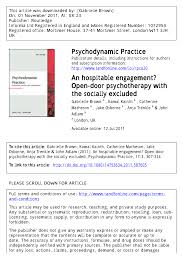 pdf an hospitable engagement open door psychotherapy with