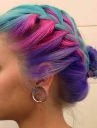 Blue Pink Purple Braided Dyed Hair Manicpanicnyc French Braiding Hair Beauty Dyed Hair Hair Styles Bright Hair
