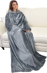 It is usually used when a person goes to sleep or is otherwise at rest. Amazon Com Catalonia Wearable Blanket With Sleeves And Pocket Soft Fleece Mink Micro Plush Wrap Throws Blanket Robe For Women And Men 73 X 51 Kitchen Dining