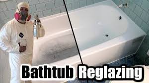 While the tub is still wet, lightly sand down the surface of the tub. Reglazing And Transforming And Old Bathtub To Look Like New Bathtub Reglazing And Refinishing Youtube