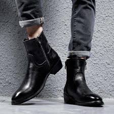 Try wearing black leather chelsea boots with black chinos, a white oxford shirt, and a grey blazer. Masorini Genuine Leather Cowhide Winter Boots Men High Ziptop Chelsea Boots British Fashion Style Black Bootes Men Ww 139 Chelsea Boots Aliexpress