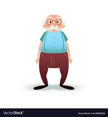 Funny Cartoon Old Man Character Senior In Glasses Vector Image