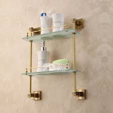 The brackets are about 6 tall. Luxury Carved Wall Mounted Gold Brass Double Glass Bathroom Shelves