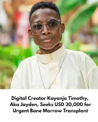 Renowned content creator Kayanja Timothy widely known as Jayden appeals for  financial support to have a bone marrow transplant after a while of  experiencing health challenges. According to Jayden, he has only