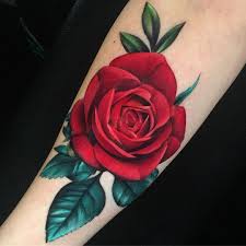 Realistic Red Rose Tattoo Red Rose Tattoo Rose Tattoos For Women Colorful Rose Tattoos