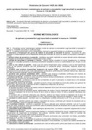 _text actualizat la data de 27.09.2010. Hotararea De Guvern 1425 Din 2006 Norme Protectia Muncii