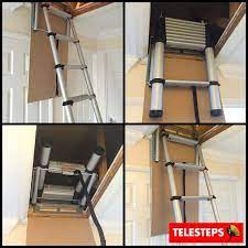 Telesteps 60324 Telescopic Loft Ladder For Small Hatch Sizes Aluminium Loft Ladders Loft Ladders By Material Lo Attic Renovation Loft Ladder Attic Ladder
