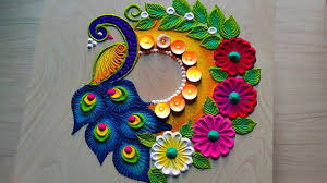At diwali hindus draw rangoli patterns (colourful designs, usually created on the floor near the entrance to a house) to encourage the goddess of wealth, lakshmi, to enter their homes. 2 Easy Peacock Rangoli Designs For Diwali Dhanteras Navratri Durga Puja Rangolis Youtube