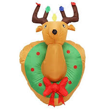 Kemperking Christmas Inflatable Reindeer 4feet Xmas Home Yard Blowup Decoration For Holiday Outdoor Holiday Decor Inflatable Decorations Christmas Inflatables
