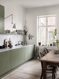 Soft Neutral Tones In Nina Persson S Malmo Home The Nordroom Kitchen Interior Green Cabinets Modern Kitchen