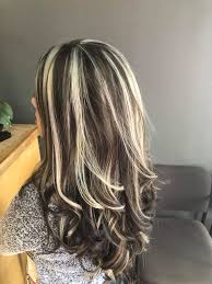 Dark hair with blonde highlights Dark Brown With Platinum Highlights Mi Salon Beauty Studio Facebook