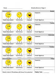 Behavior Chart Esl Worksheet By Tessarl