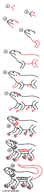Use overlapping curved lines to outline the body. How To Draw A Bearded Dragon Art For Kids Hub