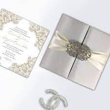 Embellished Ivory Wedding Invitation Ivory Wedding Invitations Pocket Wedding Invitations Luxury Wedding