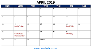 April 2019 Calendar With Holidays Free Printable Calendar Blank Template High Resolution Im In 2020 Holiday Calendar Calendar Printables Holiday Calendar Printable