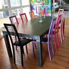 Avec extension 19 po., 6 chaises en chêne, bahut 16 po. Table A Manger Industrielle Metal Brut Verni Table Industrielle Table Design