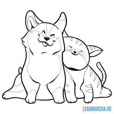 Cute cat and dog coloring pages animal coloring pages of. Coloring Page Cat And Dog Hugging Print Cats Kittens And Cats