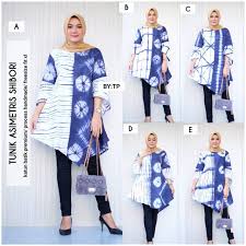 Batik sebagai salah satu budaya indonesia bisa dipadukan atau dibuat menjadi beragam bentuk pakaian. Tunik Batik Asimetris Shibori Shopee Indonesia