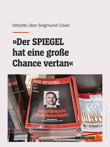 Im neuen SPIEGEL kritisiert die Politologin Julia Reuschenbach das  vorherige SPIEGEL-Cover mit dem AfD-Politiker Ulrich Siegmund. Die  Begr&uuml;ndung sei mindestens ebenso problematisch. Ihren kompletten  Gastbeitrag lest ihr auf SPIEGEL.de. #afd #sachsenanhalt